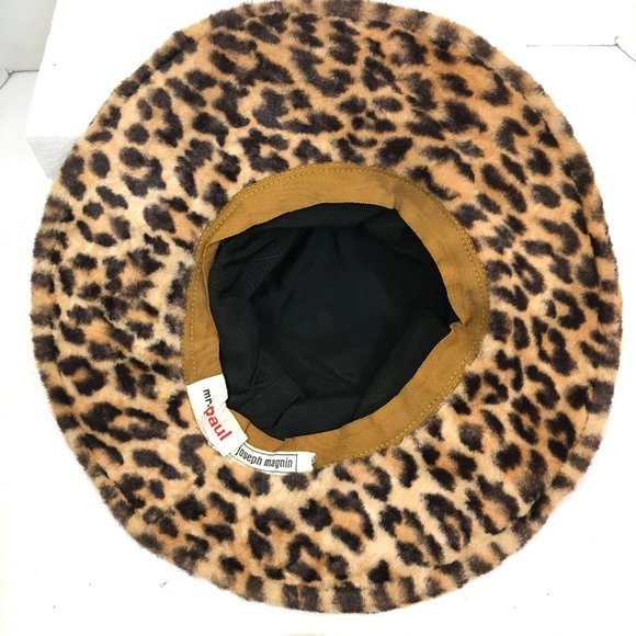 VTG Joseph Magnin Mr. Paul Faux Leopard Short Fur Bucket Hat - Picture 7 of 12